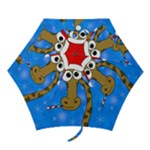 Xmas giraffe - blue Mini Folding Umbrellas