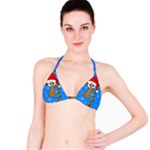 Xmas giraffe - blue Bikini Top