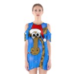 Xmas giraffe - blue Cutout Shoulder Dress