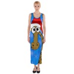Xmas giraffe - blue Fitted Maxi Dress