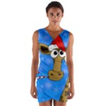 Xmas giraffe - blue Wrap Front Bodycon Dress