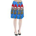 Xmas giraffe - blue Pleated Skirt