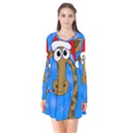 Xmas giraffe - blue Flare Dress