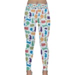 Blue Colorful Cats Silhouettes Pattern Classic Yoga Leggings