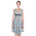 Blue Colorful Cats Silhouettes Pattern Racerback Midi Dress