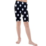 Polka Dots - Pastel Blue on Black Kid s Mid Length Swim Shorts