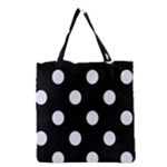 Polka Dots - Pastel Blue on Black Grocery Tote Bag