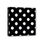 Polka Dots - Pastel Blue on Black Mini Canvas 4  x 4  (Stretched)