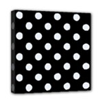 Polka Dots - Pastel Blue on Black Mini Canvas 8  x 8  (Stretched)
