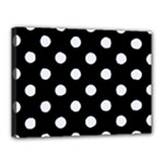 Polka Dots - Pastel Blue on Black Canvas 16  x 12  (Stretched)
