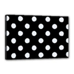 Polka Dots - Pastel Blue on Black Canvas 18  x 12  (Stretched)