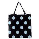 Polka Dots - Light Blue on Black Grocery Tote Bag