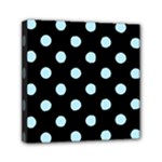 Polka Dots - Light Blue on Black Mini Canvas 6  x 6  (Stretched)