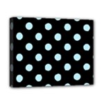 Polka Dots - Light Blue on Black Canvas 10  x 8  (Stretched)