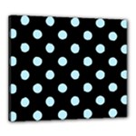 Polka Dots - Light Blue on Black Canvas 24  x 20  (Stretched)