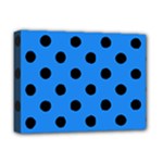 Polka Dots - Black on Dodger Blue Deluxe Canvas 16  x 12  (Stretched)