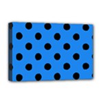 Polka Dots - Black on Dodger Blue Deluxe Canvas 18  x 12  (Stretched)