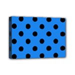 Polka Dots - Black on Dodger Blue Mini Canvas 7  x 5  (Stretched)