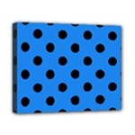 Polka Dots - Black on Dodger Blue Canvas 10  x 8  (Stretched)