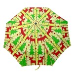 Xmas reindeer pattern - yellow Folding Umbrellas