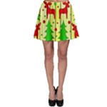 Xmas reindeer pattern - yellow Skater Skirt