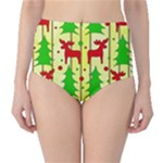 Xmas reindeer pattern - yellow High-Waist Bikini Bottoms