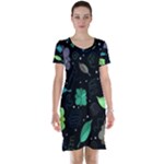 Blue and green flowers  Short Sleeve Nightdress