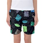 Blue and green flowers  Women s Basketball Shorts