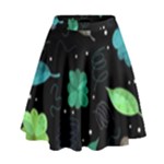Blue and green flowers  High Waist Skirt