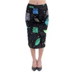 Blue and green flowers  Midi Pencil Skirt