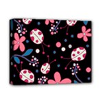 Pink ladybugs and flowers  Deluxe Canvas 14  x 11 