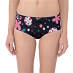 Pink ladybugs and flowers  Mid-Waist Bikini Bottoms