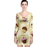 Colorful cupcakes pattern Long Sleeve Bodycon Dress