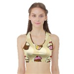 Colorful cupcakes pattern Sports Bra with Border