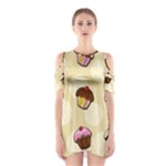 Colorful cupcakes pattern Cutout Shoulder Dress