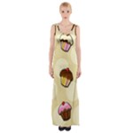 Colorful cupcakes pattern Maxi Thigh Split Dress