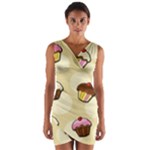 Colorful cupcakes pattern Wrap Front Bodycon Dress