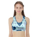 Light and Dark Blue Hearts Sports Bra with Border