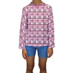 Pink plaid pattern Kids  Long Sleeve Swimwear