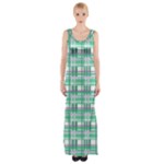 Green plaid pattern Maxi Thigh Split Dress