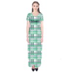 Green plaid pattern Short Sleeve Maxi Dress