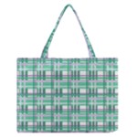 Green plaid pattern Medium Zipper Tote Bag