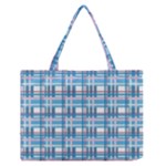 Blue plaid pattern Medium Zipper Tote Bag