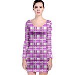 Purple plaid pattern Long Sleeve Bodycon Dress