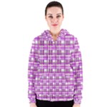 Purple plaid pattern Women s Zipper Hoodie