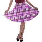 Purple plaid pattern A-line Skater Skirt