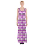 Purple plaid pattern Maxi Thigh Split Dress