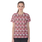 Red plaid pattern Women s Cotton Tee
