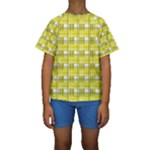 Yellow plaid pattern Kids  Short Sleeve Swimwear