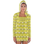 Yellow plaid pattern Women s Long Sleeve Hooded T-shirt